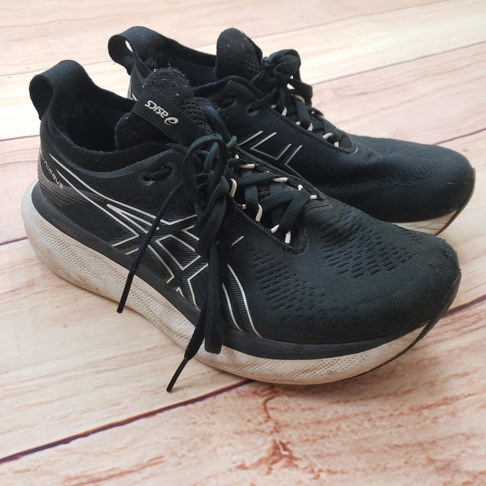 Asics Gel Nimbus 25 Shoes Womens Size 6 Black Running PureGEL Cushioned Sneakers